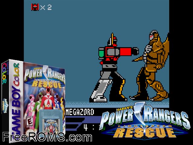 Power Rangers - Lightspeed Rescue Gameboy Color game showing 3D box cover and gameplay screenshot