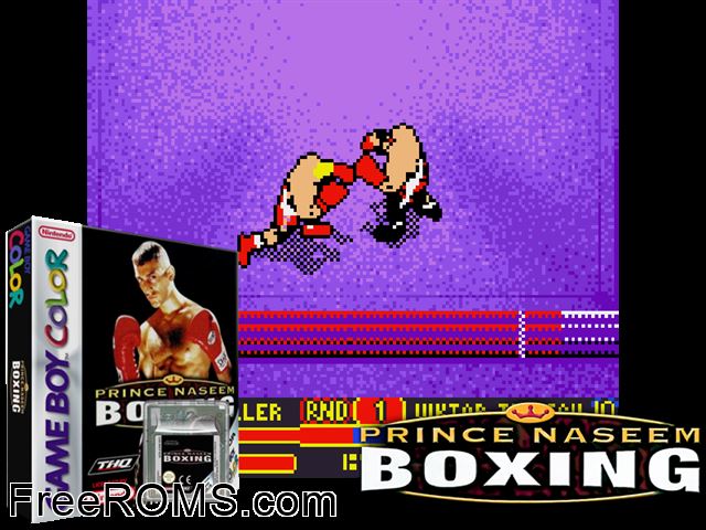 Prince Naseem Boxing Gameboy Color game showing 3D box cover and gameplay screenshot