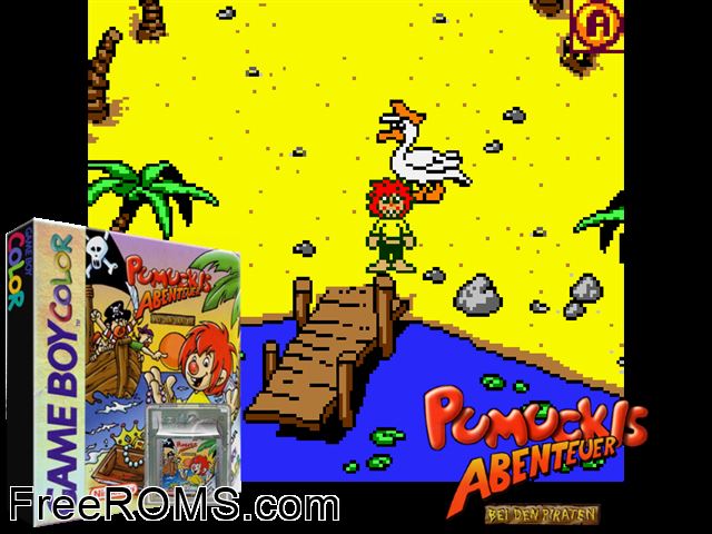 Pumuckls Abenteuer Bei Den Piraten (Germany) Gameboy Color game showing 3D box cover and gameplay screenshot