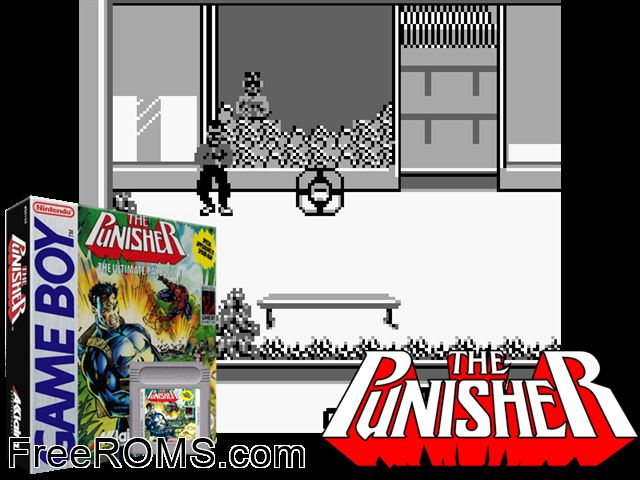Punisher, The - The Ultimate Payback Gameboy Color game showing 3D box cover and gameplay screenshot