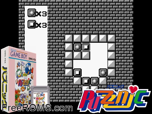 Puzznic (Japan) Gameboy Color game showing 3D box cover and gameplay screenshot