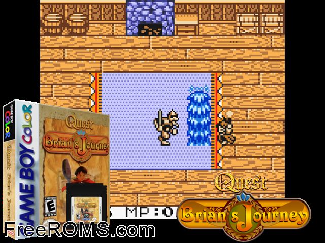Quest Rpg - Brians Journey Gameboy Color game showing 3D box cover and gameplay screenshot