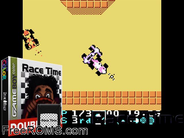 Race Time Gameboy Color game showing 3D box cover and gameplay screenshot
