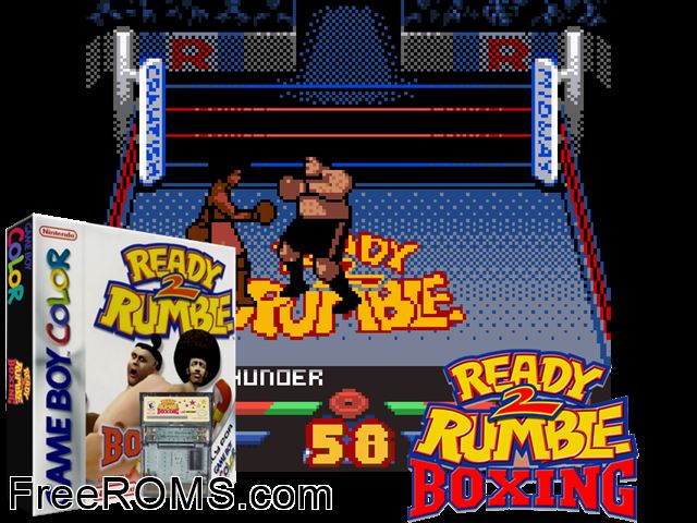 Ready 2 Rumble Boxing Gameboy Color game showing 3D box cover and gameplay screenshot