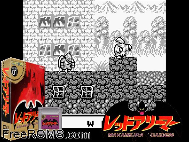 Red Arremer - Makaimura Gaiden (Japan) Gameboy Color game showing 3D box cover and gameplay screenshot