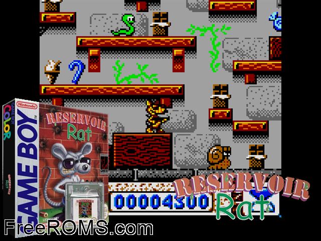 Reservoir Rat Gameboy Color game showing 3D box cover and gameplay screenshot