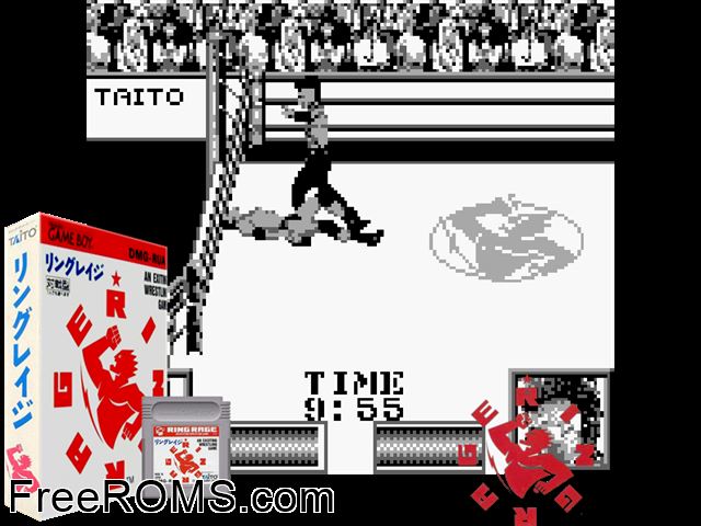 Ring Rage (Japan) Gameboy Color game showing 3D box cover and gameplay screenshot