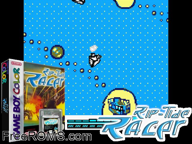 Rip-Tide Racer Gameboy Color game showing 3D box cover and gameplay screenshot