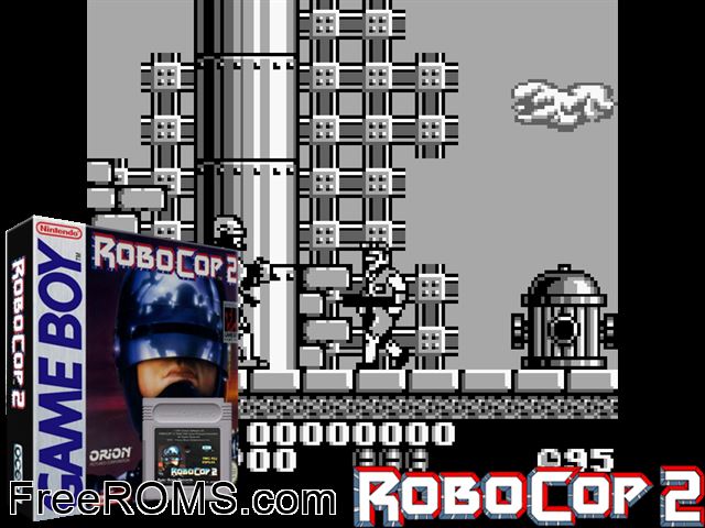 Robocop 2 Gameboy Color game showing 3D box cover and gameplay screenshot