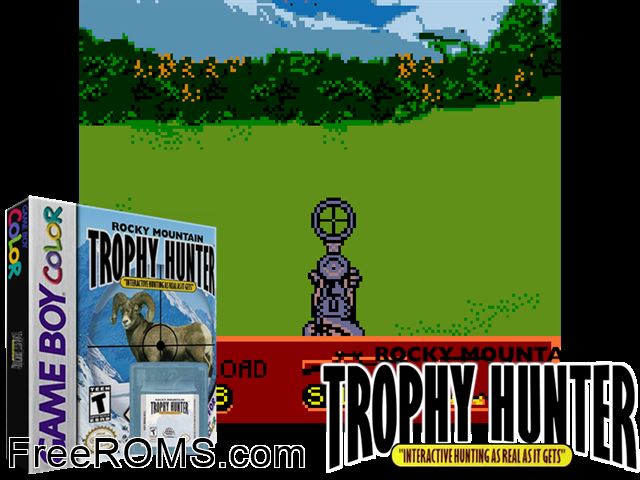 Rocky Mountain Trophy Hunter Gameboy Color game showing 3D box cover and gameplay screenshot