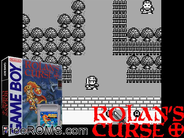 Rolans Curse Gameboy Color game showing 3D box cover and gameplay screenshot