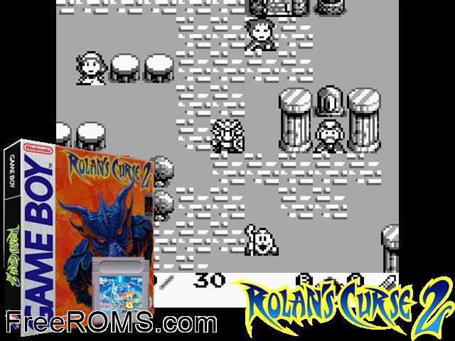 Rolans Curse Ii Gameboy Color game showing 3D box cover and gameplay screenshot