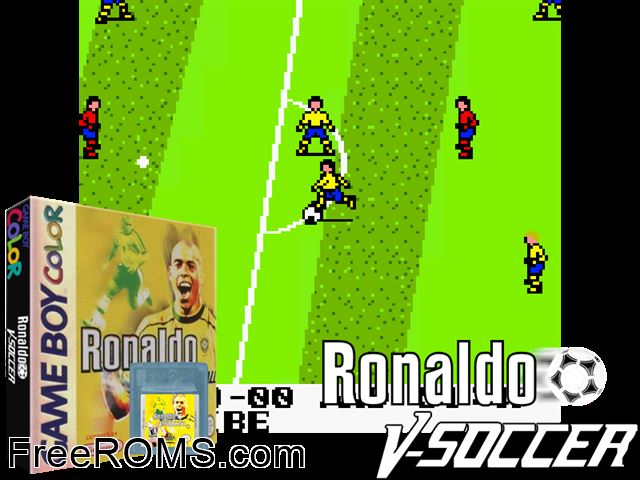 Ronaldo V.Football Gameboy Color game showing 3D box cover and gameplay screenshot