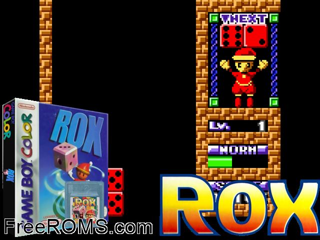 Rox Gameboy Color game showing 3D box cover and gameplay screenshot