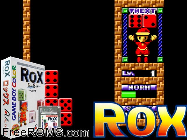 Rox (Japan) Gameboy Color game showing 3D box cover and gameplay screenshot