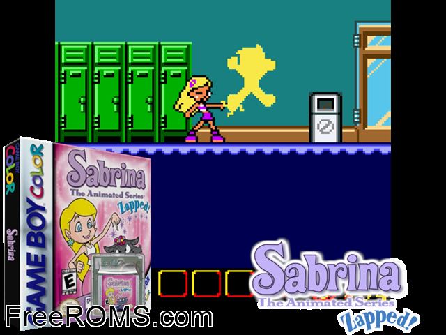 Sabrina - The Animated Series - Zapped! Gameboy Color game showing 3D box cover and gameplay screenshot