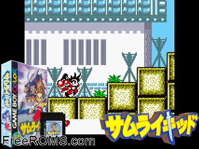 Samurai Kid (Japan) Gameboy Color game showing 3D box cover and gameplay screenshot