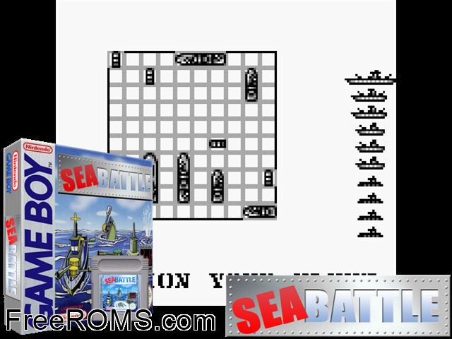 Sea Battle Gameboy Color game showing 3D box cover and gameplay screenshot