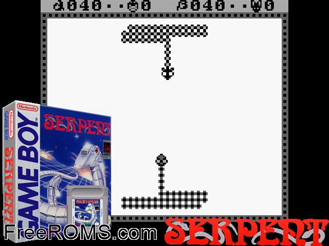 Serpent Gameboy Color game showing 3D box cover and gameplay screenshot