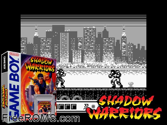 Shadow Warriors Gameboy Color game showing 3D box cover and gameplay screenshot