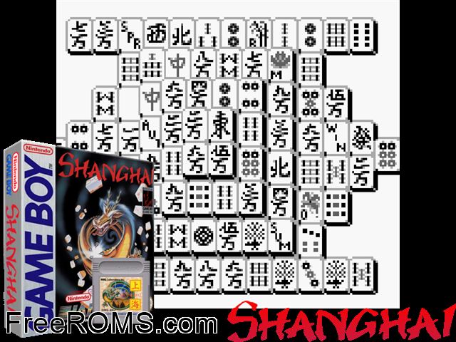 Shanghai Gameboy Color game showing 3D box cover and gameplay screenshot