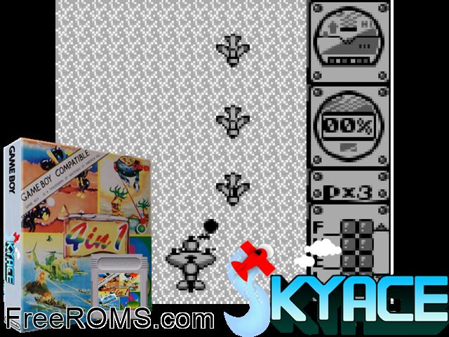 Sky Ace (Sachen 4-In-1 Vol. 7) Gameboy Color game showing 3D box cover and gameplay screenshot