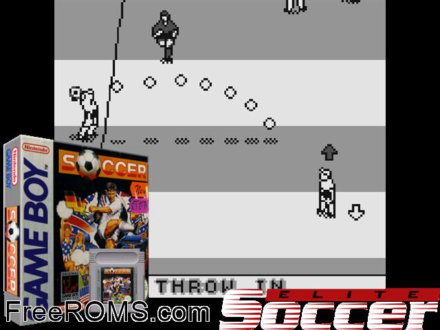 Soccer Gameboy Color game showing 3D box cover and gameplay screenshot