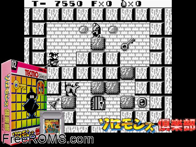 Solomons Club (Japan) Gameboy Color game showing 3D box cover and gameplay screenshot