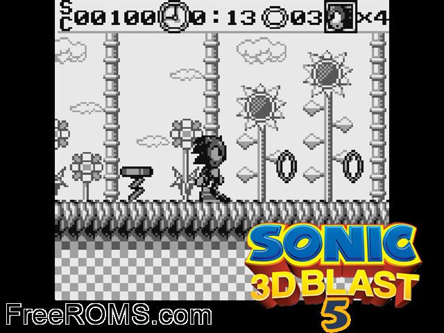 Sonic 3d Blast 5 Gameboy Color game showing 3D box cover and gameplay screenshot