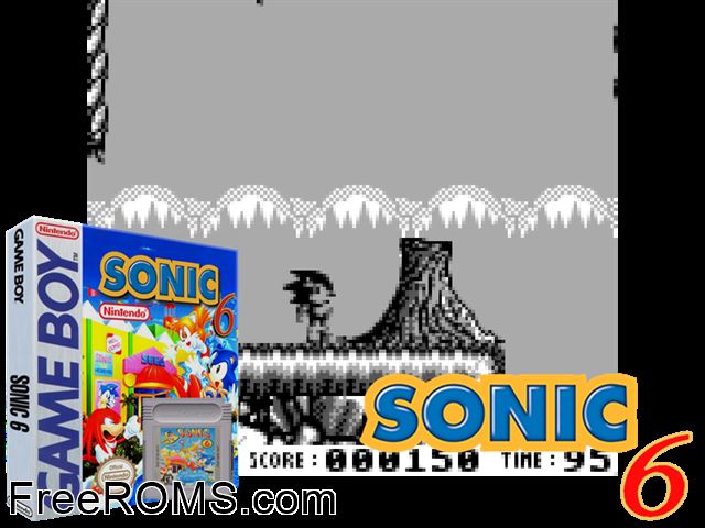 Sonic 6 (Spainish) Gameboy Color game showing 3D box cover and gameplay screenshot