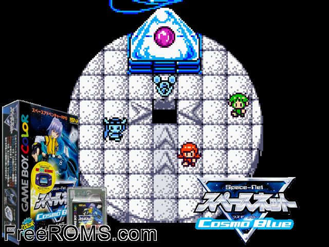 Space-Net - Cosmo Blue (Japan) Gameboy Color game showing 3D box cover and gameplay screenshot