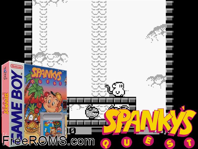Spankys Quest Gameboy Color game showing 3D box cover and gameplay screenshot