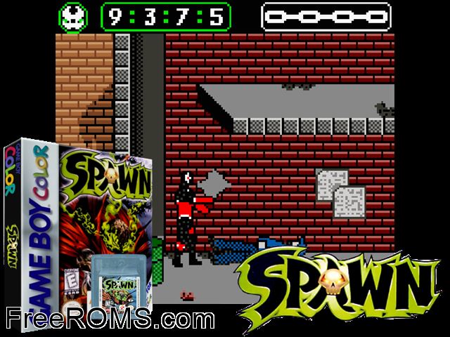 Spawn Gameboy Color game showing 3D box cover and gameplay screenshot