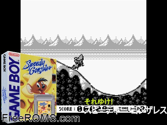 Speedy Gonzales Gameboy Color game showing 3D box cover and gameplay screenshot