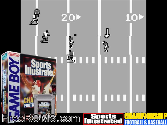 Sports Illustrated - Football And Baseball Gameboy Color game showing 3D box cover and gameplay screenshot