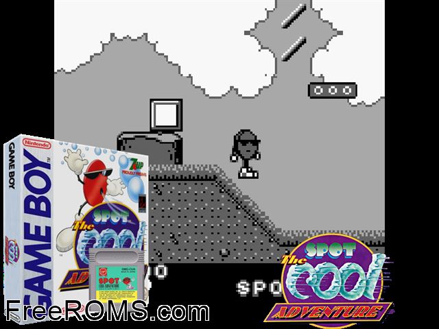 Spot - The Cool Adventure Gameboy Color game showing 3D box cover and gameplay screenshot