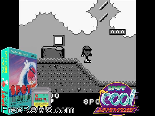 Spot - The Cool Adventure (Japan) Gameboy Color game showing 3D box cover and gameplay screenshot