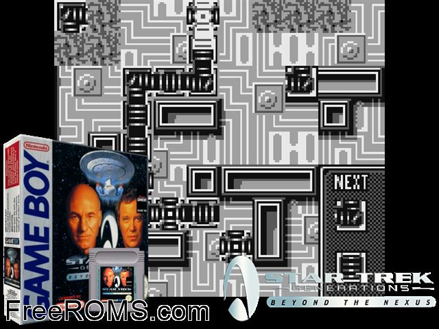 Star Trek - The Next Generation Gameboy Color game showing 3D box cover and gameplay screenshot