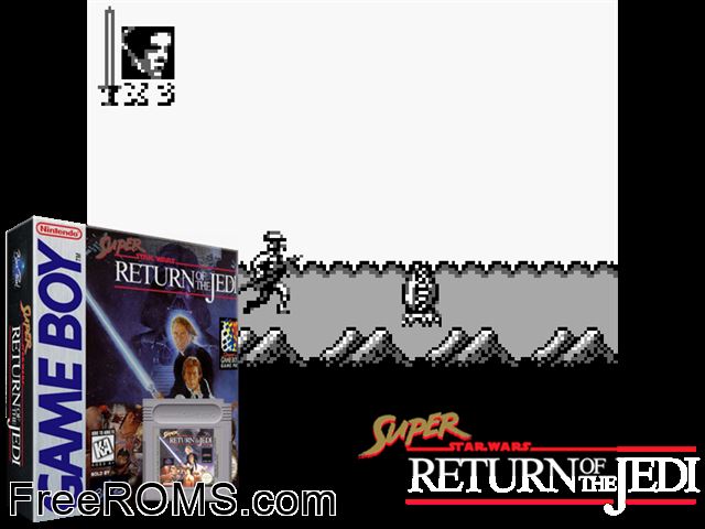 Star Wars - Super Return Of The Jedi Gameboy Color game showing 3D box cover and gameplay screenshot