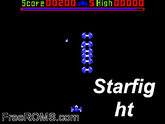 Starfight (Public Domain) Gameboy Color game showing 3D box cover and gameplay screenshot