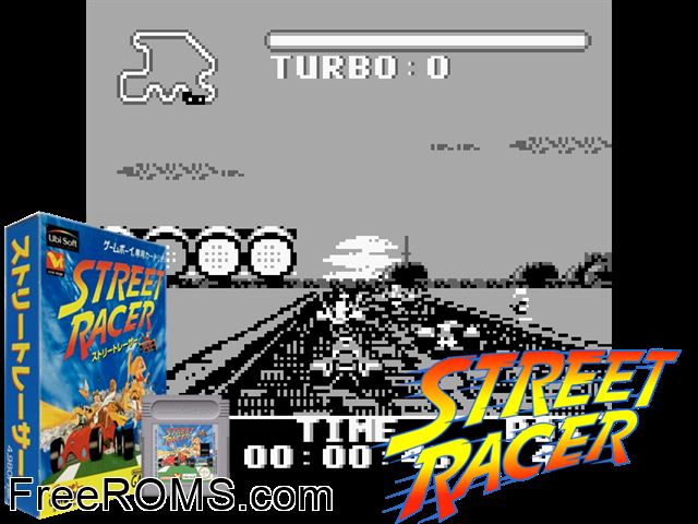 Street Racer (Japan) Gameboy Color game showing 3D box cover and gameplay screenshot