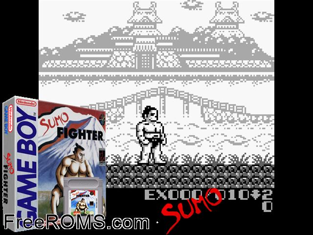 Sumo Fighter Gameboy Color game showing 3D box cover and gameplay screenshot