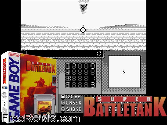 Super Battletank Gameboy Color game showing 3D box cover and gameplay screenshot