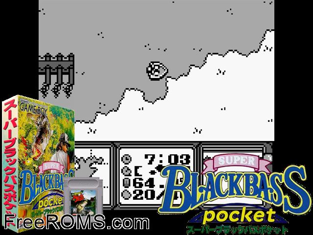 Super Black Bass Pocket (Japan) Gameboy Color game showing 3D box cover and gameplay screenshot