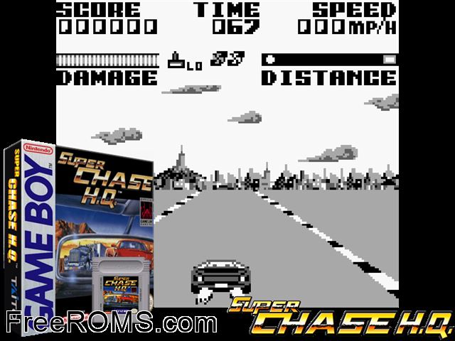 Super Chase H.Q. Gameboy Color game showing 3D box cover and gameplay screenshot