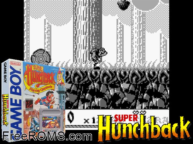 Super Hunchback (Japan) Gameboy Color game showing 3D box cover and gameplay screenshot