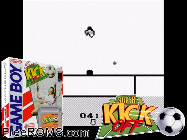 Super Kick Off Gameboy Color game showing 3D box cover and gameplay screenshot