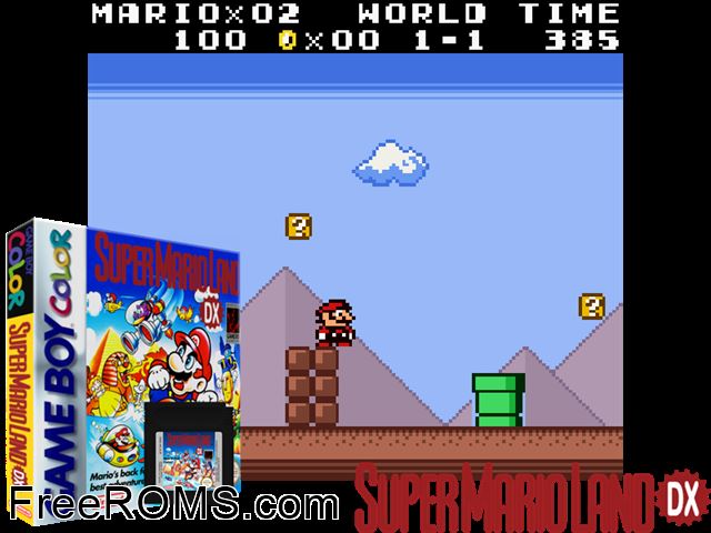 Super Mario Land (V1.1) (Italian) Gameboy Color game showing 3D box cover and gameplay screenshot