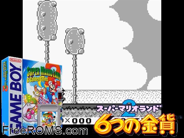 Super Mario Land 2 6 Golden Coins (V1.2) Gameboy Color game showing 3D box cover and gameplay screenshot