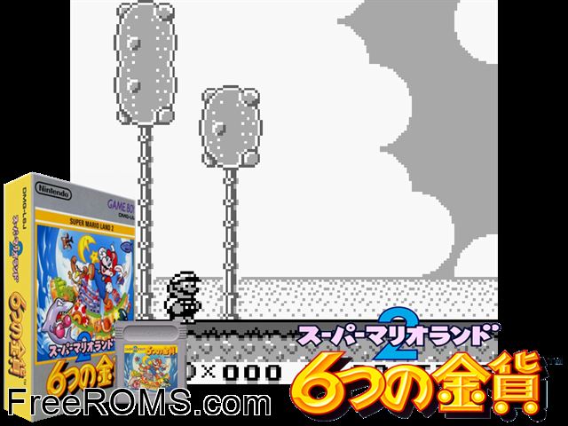 Super Mario Land 2 6tsu No Kinka (Japan) (V1.2) Gameboy Color game showing 3D box cover and gameplay screenshot